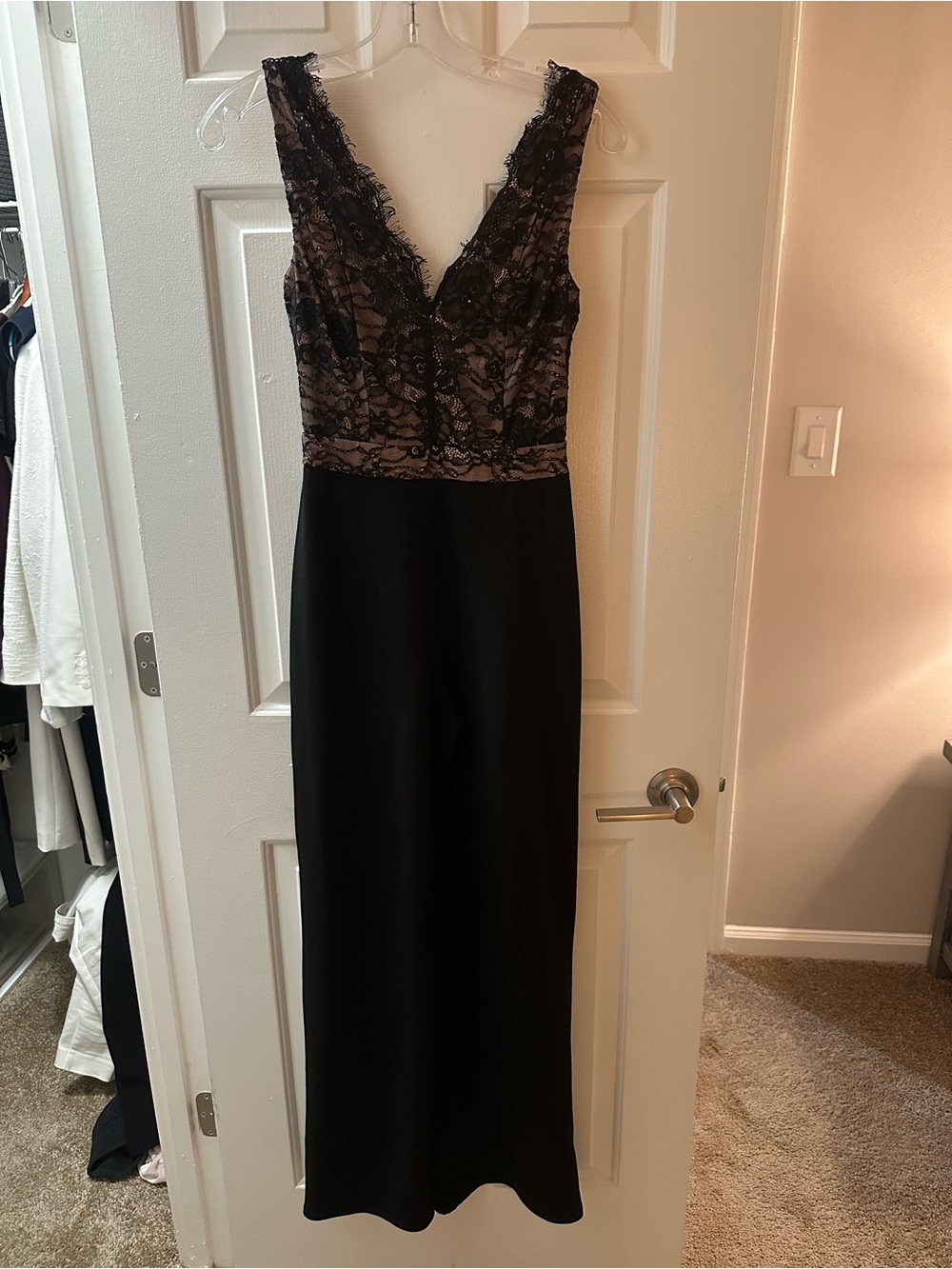 City Triangles Black Lace Bodice Black Maxi Jumpsuit